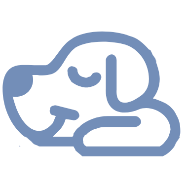 Sleeping happy dog icon