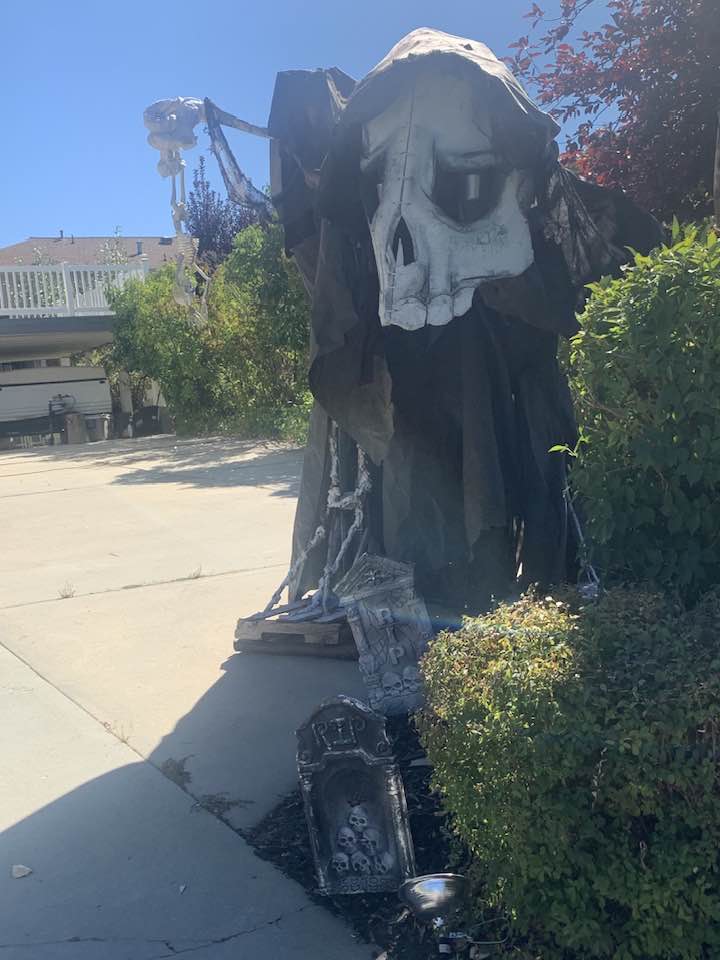 Scary yard Halloween decoration can scare any dog. Pro Trainer Annie Phenix says we must advocate for the safety of our dogs and we must choose to train humane. 